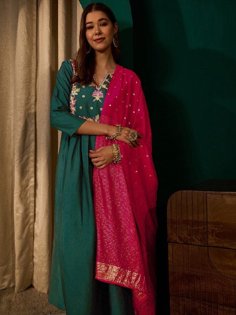 Regal Heritage Floral Embroidered Anarkali Suit Ensemble
