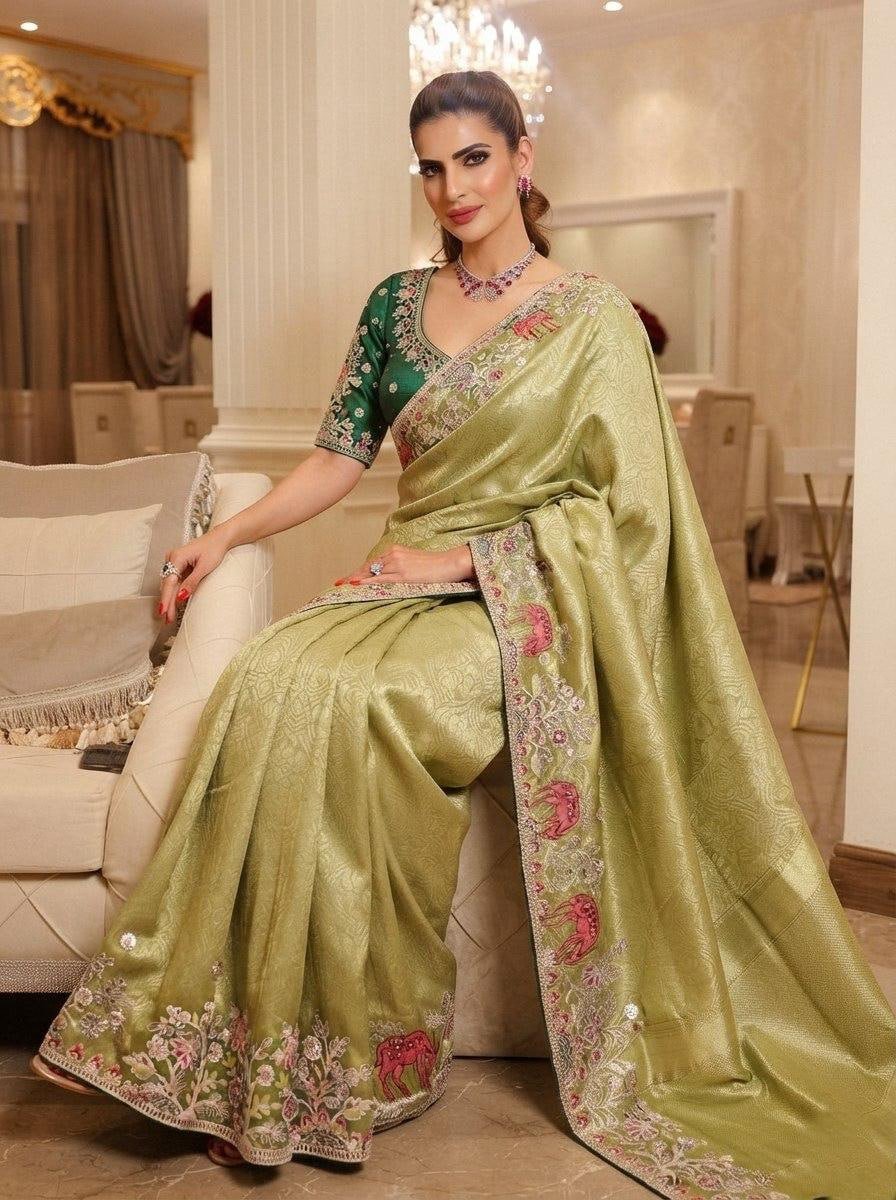 Artisanal Heritage Embroidered Saree for Grand Celebrations