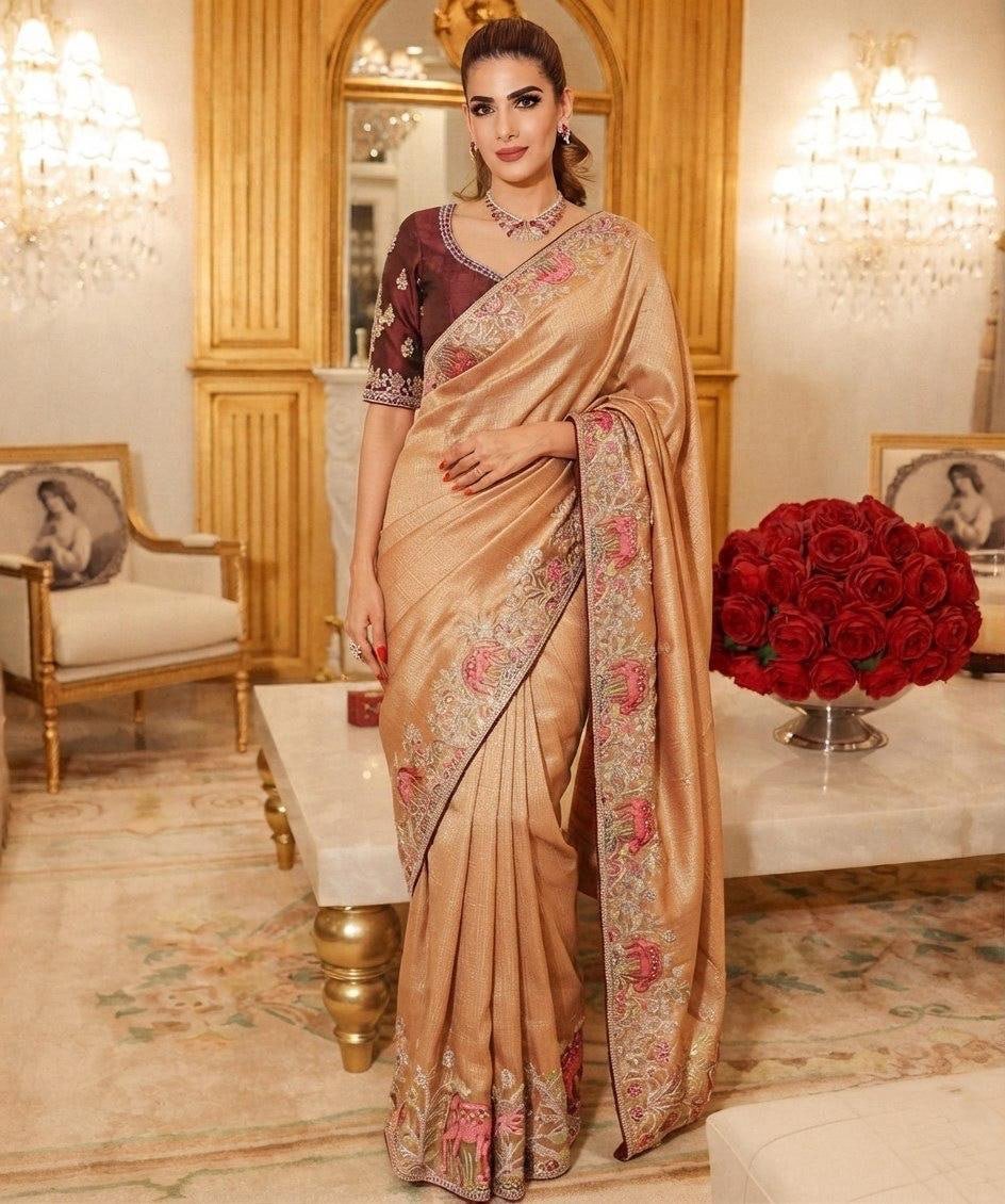 Artisanal Heritage Embroidered Saree for Grand Celebrations