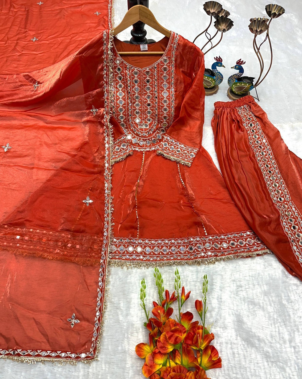 Regal Mirrorwork Palazzo Ensemble for Festive Celebrations
