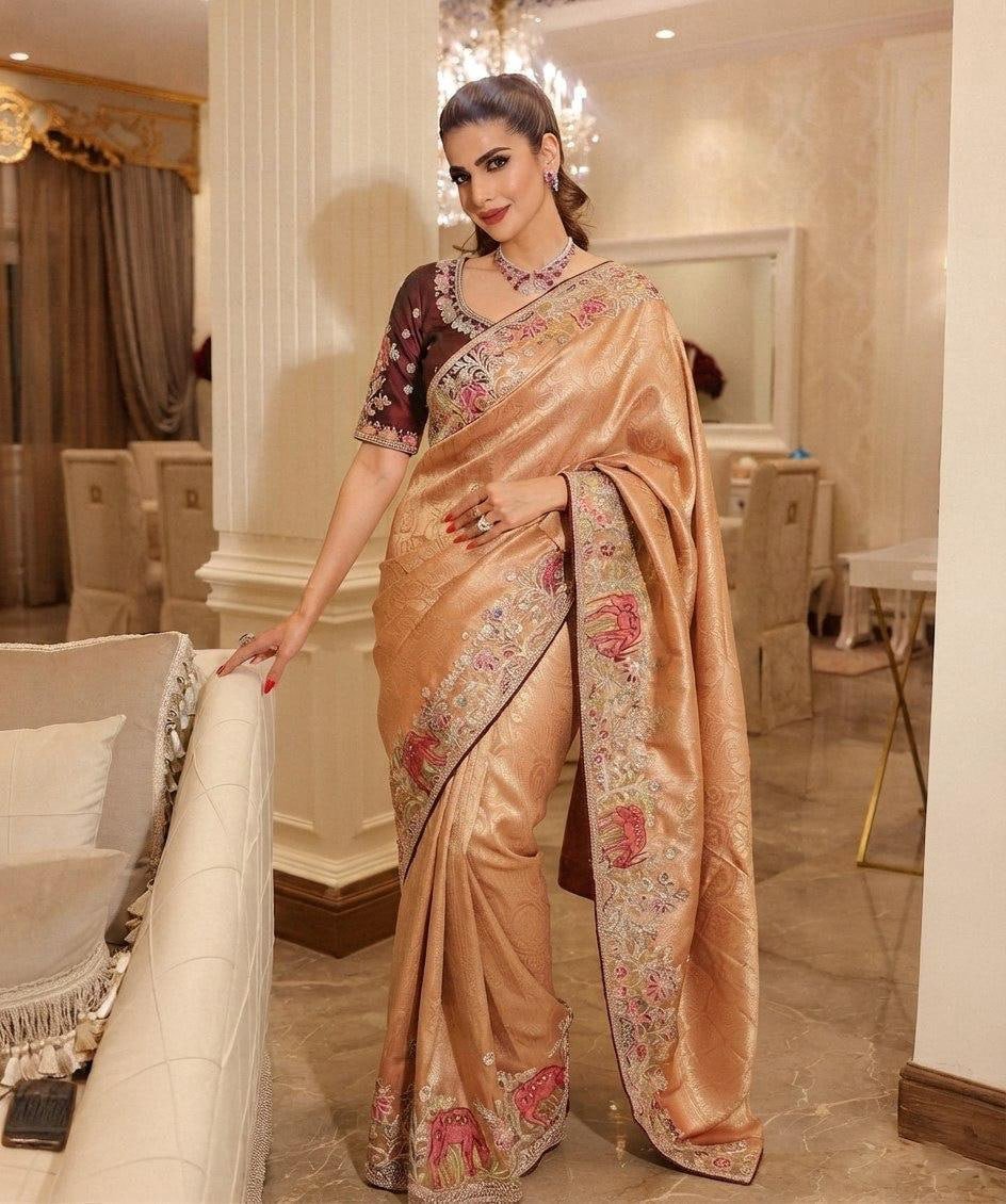Artisanal Heritage Embroidered Saree for Grand Celebrations