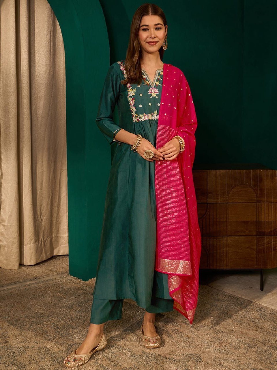 Regal Heritage Floral Embroidered Anarkali Suit Ensemble