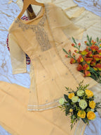 Embroidered Chanderi Kurta Set with Gota Patti Dupatta
