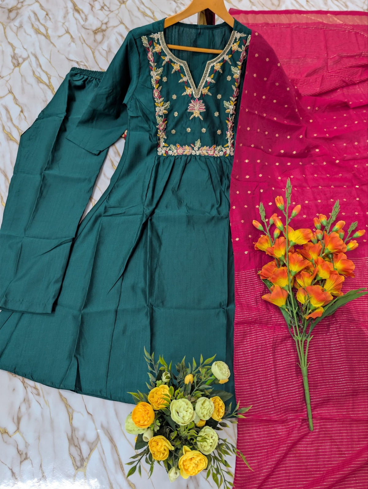 Regal Heritage Floral Embroidered Anarkali Suit Ensemble