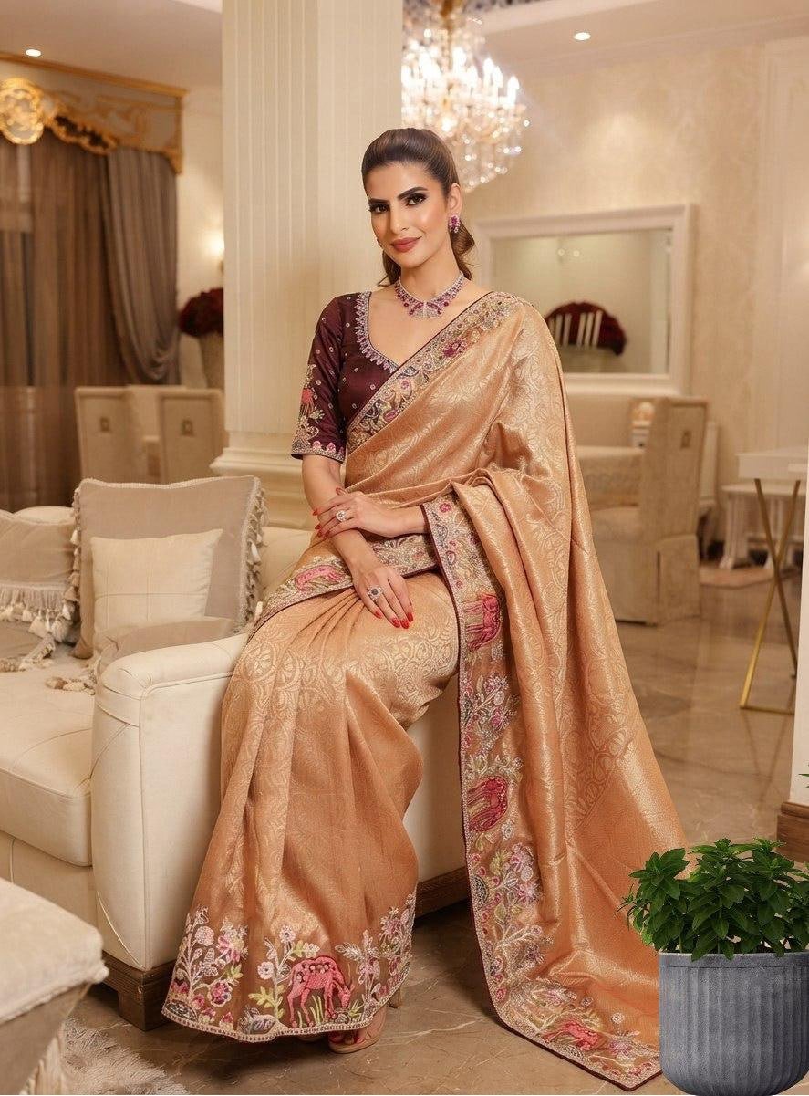 Artisanal Heritage Embroidered Saree for Grand Celebrations