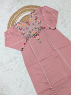 Subtle Grace Embroidered Straight Kurta Set with Tasseled Hem Dupatta
