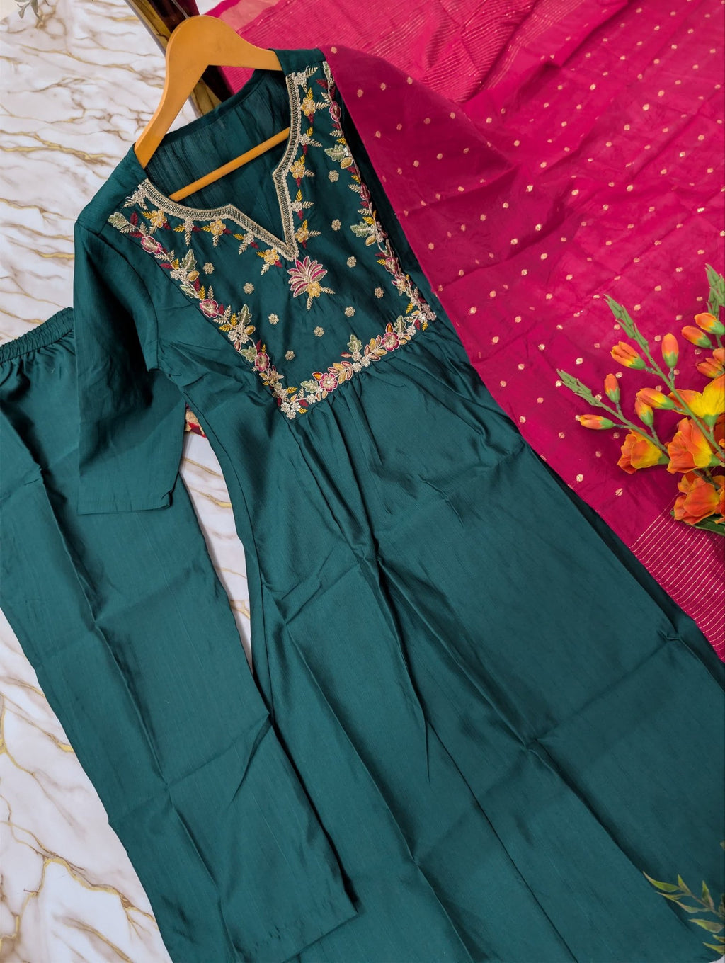 Regal Heritage Floral Embroidered Anarkali Suit Ensemble