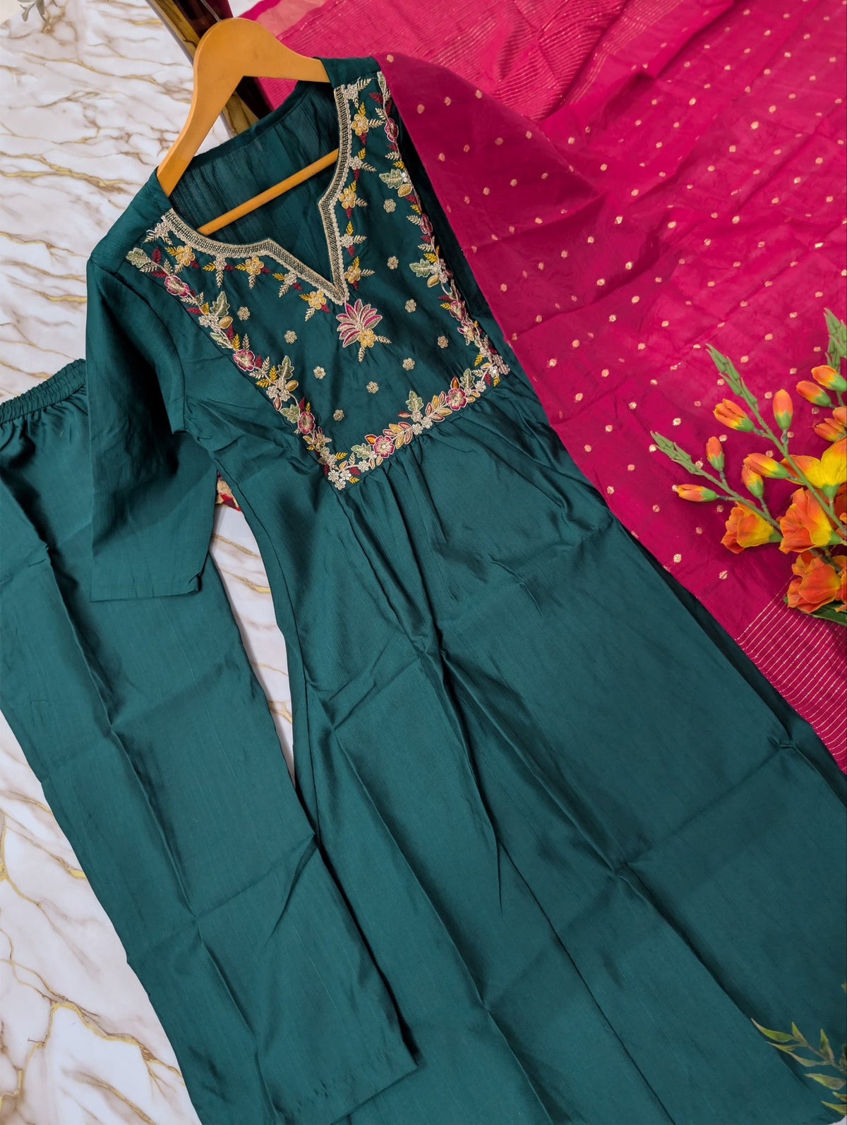 Regal Heritage Floral Embroidered Anarkali Suit Ensemble