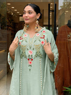 Subtle Grace Embroidered Straight Kurta Set with Tasseled Hem Dupatta