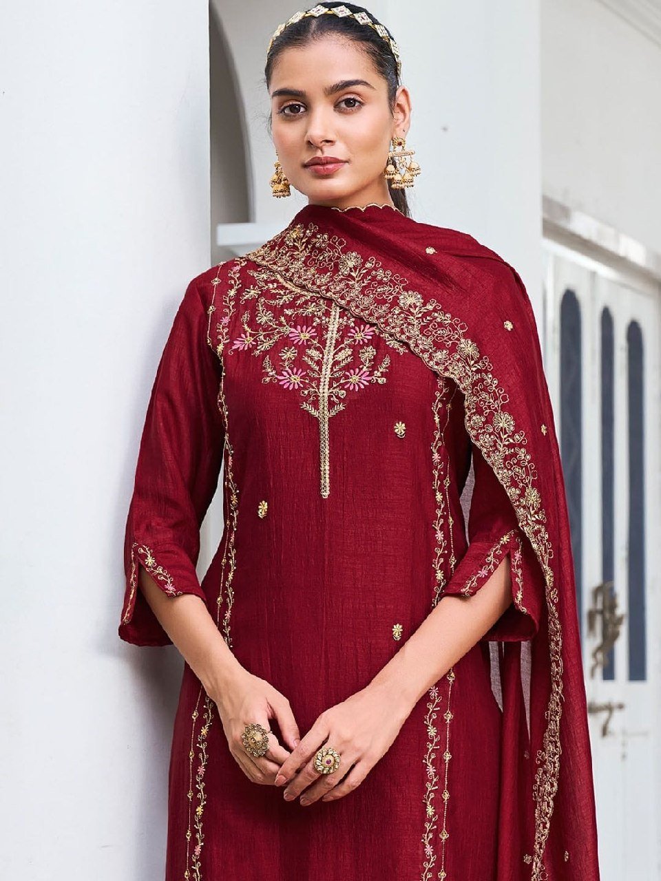 Royal Heritage Embroidered Kurta Set with Ornate Dupatta - Surat Wholesale Ethnic Wear (Photo 2)