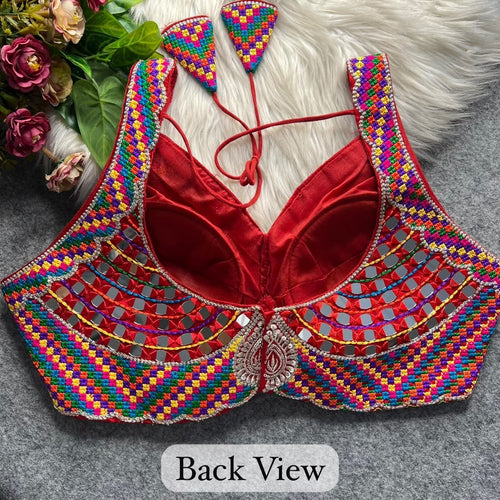 Artisanal Handcrafted Mirror Work Sleeveless Blouse