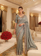 Exquisite Green with Designer Saree Set