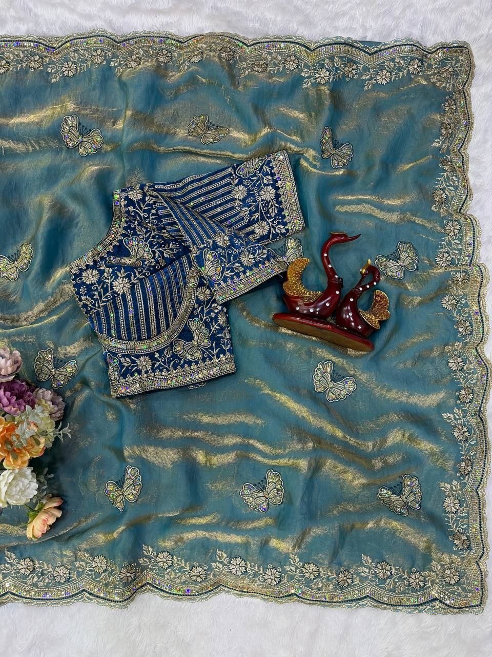 Royal Draped Saree with Intricate Embroidered Blouse