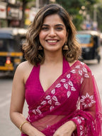 Street-Style Ethnic Floral Printed Saree with Sheer Pallu and Contemporary Designer Blouse - Surat Wholesale Ethnic Wear (Photo 2)