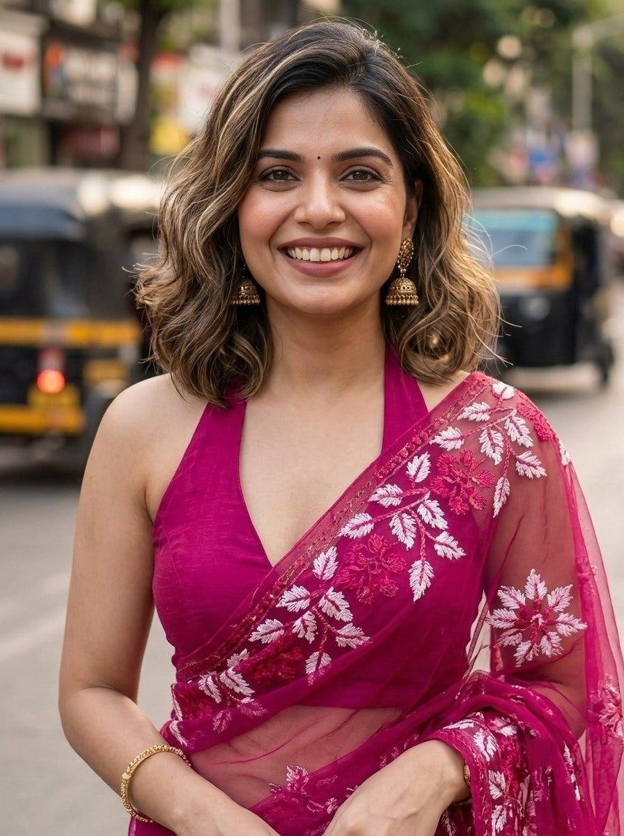 Street-Style Ethnic Floral Printed Saree with Sheer Pallu and Contemporary Designer Blouse - Surat Wholesale Ethnic Wear (Photo 2)