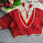 Garden Floral Romance Rose Threadwork Embroidered Padded Blouse - Surat Wholesale Ethnic Wear (Photo 2)