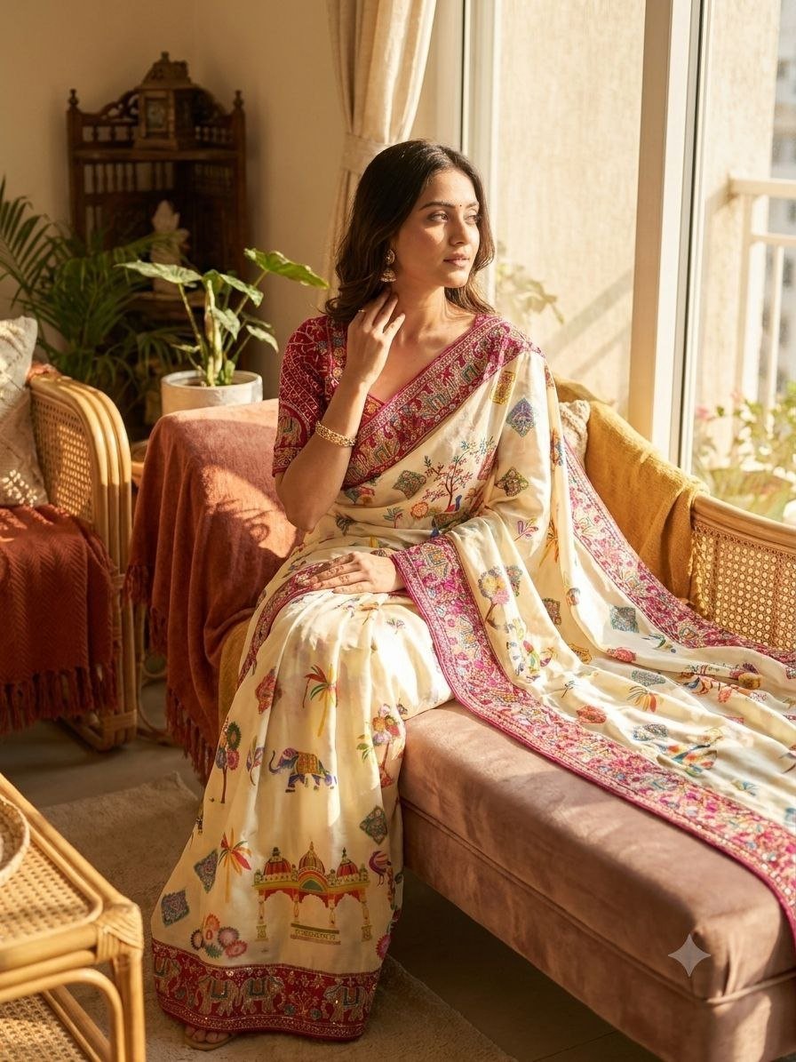Royal Heritage Artisanal Motif Saree with Intricate Borders