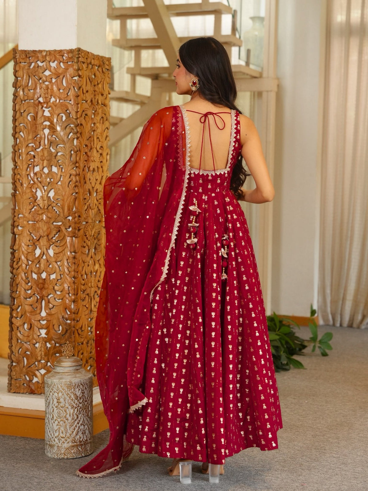 Royal Heritage Embroidered Anarkali Ensemble with Intricate Traditional Motifs