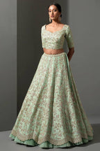 Delicate Floral Embroidered Lehenga Choli with Embroidered Cutwork Border Dupatta - Surat Wholesale Ethnic Wear (Photo 2)