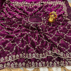 Timeless Diamond Lattice Saree with Intricate Embellished Border