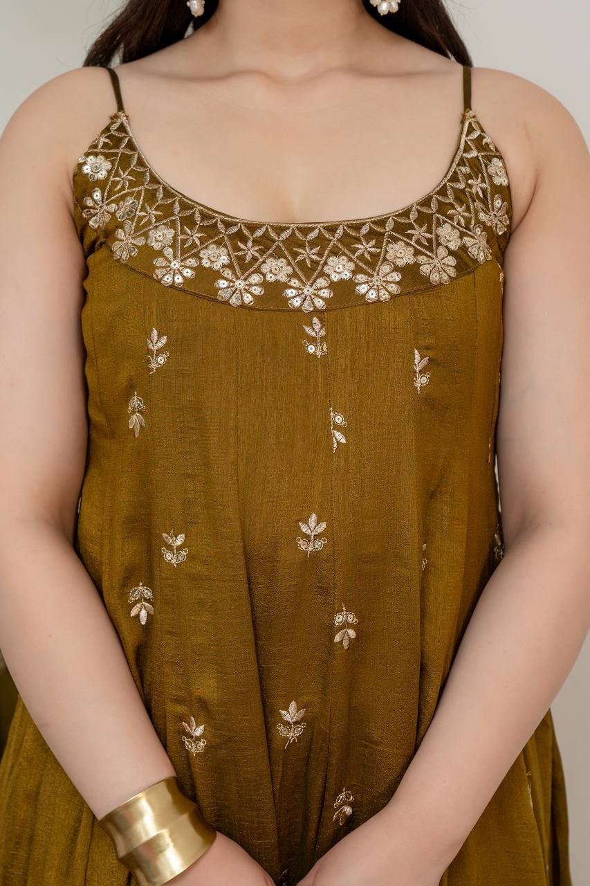 Regal Embroidered Flared Ensemble for Festive Celebrations