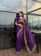 Ornate Vine Embroidery Draped Across a Regal Festive Silhouette