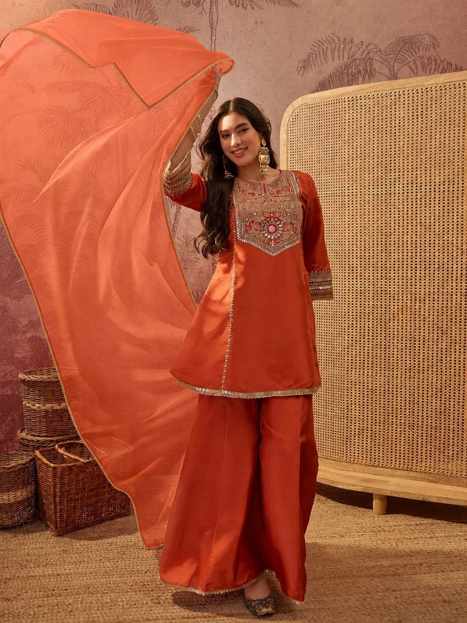 Regal Yoke Embroidered Sharara Suit Set