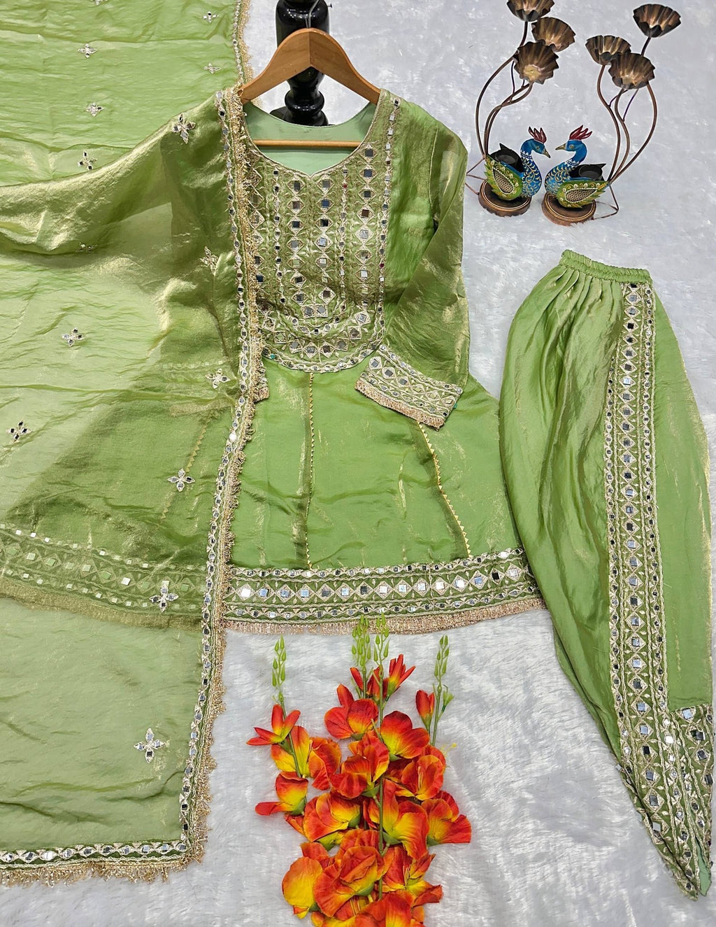 Regal Mirrorwork Palazzo Ensemble for Festive Celebrations