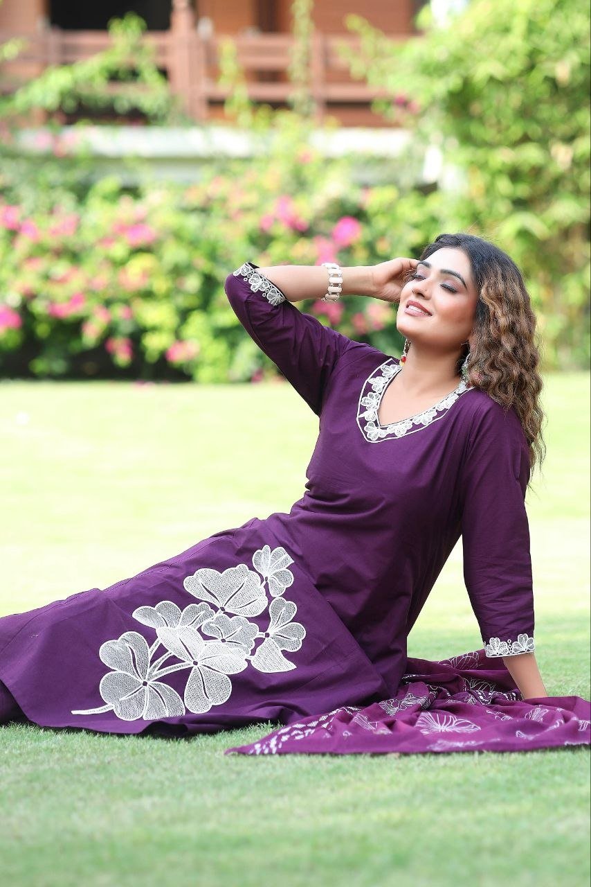 Garden Floral Romance Embroidered Kurta Set with Flowing Dupatta - Surat Wholesale Ethnic Wear (Photo 2)