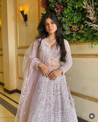 Georgette Chikankari Embroidery Lehenga Set with Sheer Net Dupatta