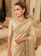 Heritage Loom Saree with Ornate Floral Zari and Jewel-Edged Pallu