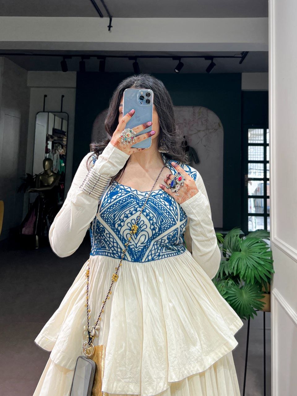 Printed Yoke Peplum Kurta with Pleated Flared Sharara Set