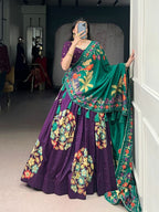 Silk Patola Print Lehenga Choli Set with Festive Tassels