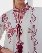 Contemporary Floral Embroidered Suit with Delicate Sheer Dupatta
