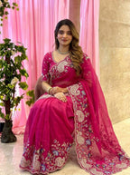 Paisley Embroidered Drapes with Intricate Borders for Regal Festive Moments