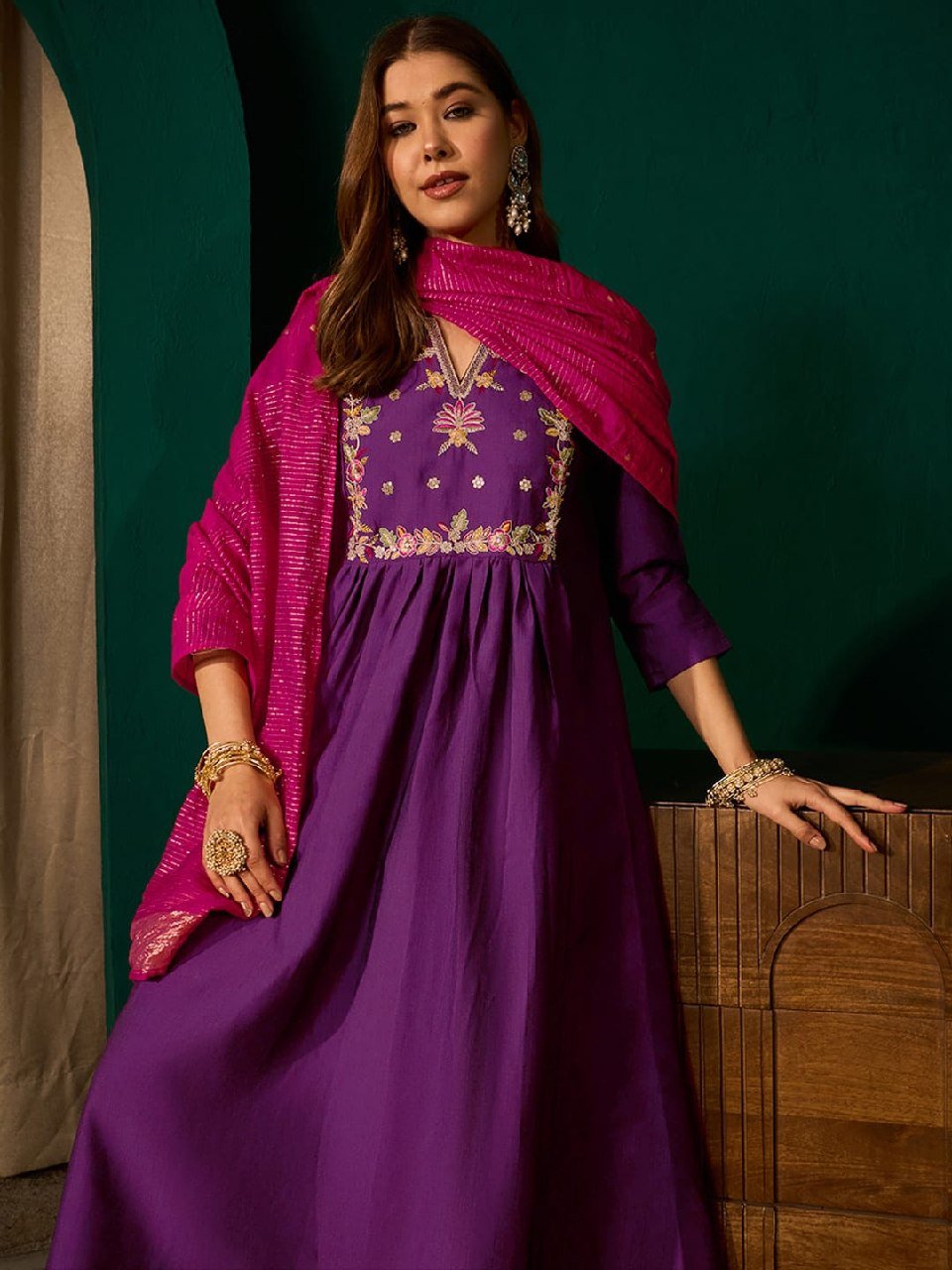 Regal Heritage Floral Embroidered Anarkali Suit Ensemble
