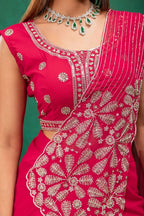 Sequined Heavy Work Jacket With Pre Stitched Draped Saree Set