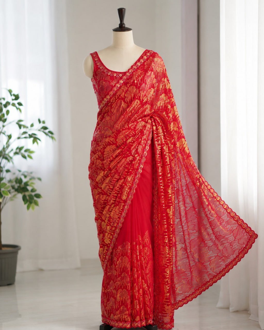 Artisanal Woven Splendor with Intricate Golden Motifs