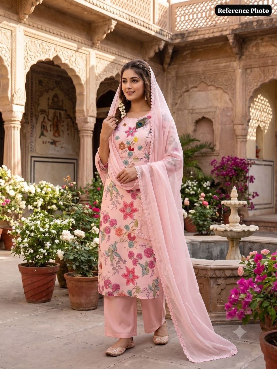 Embroidered Floral Printed Kurta Set with Dupatta
