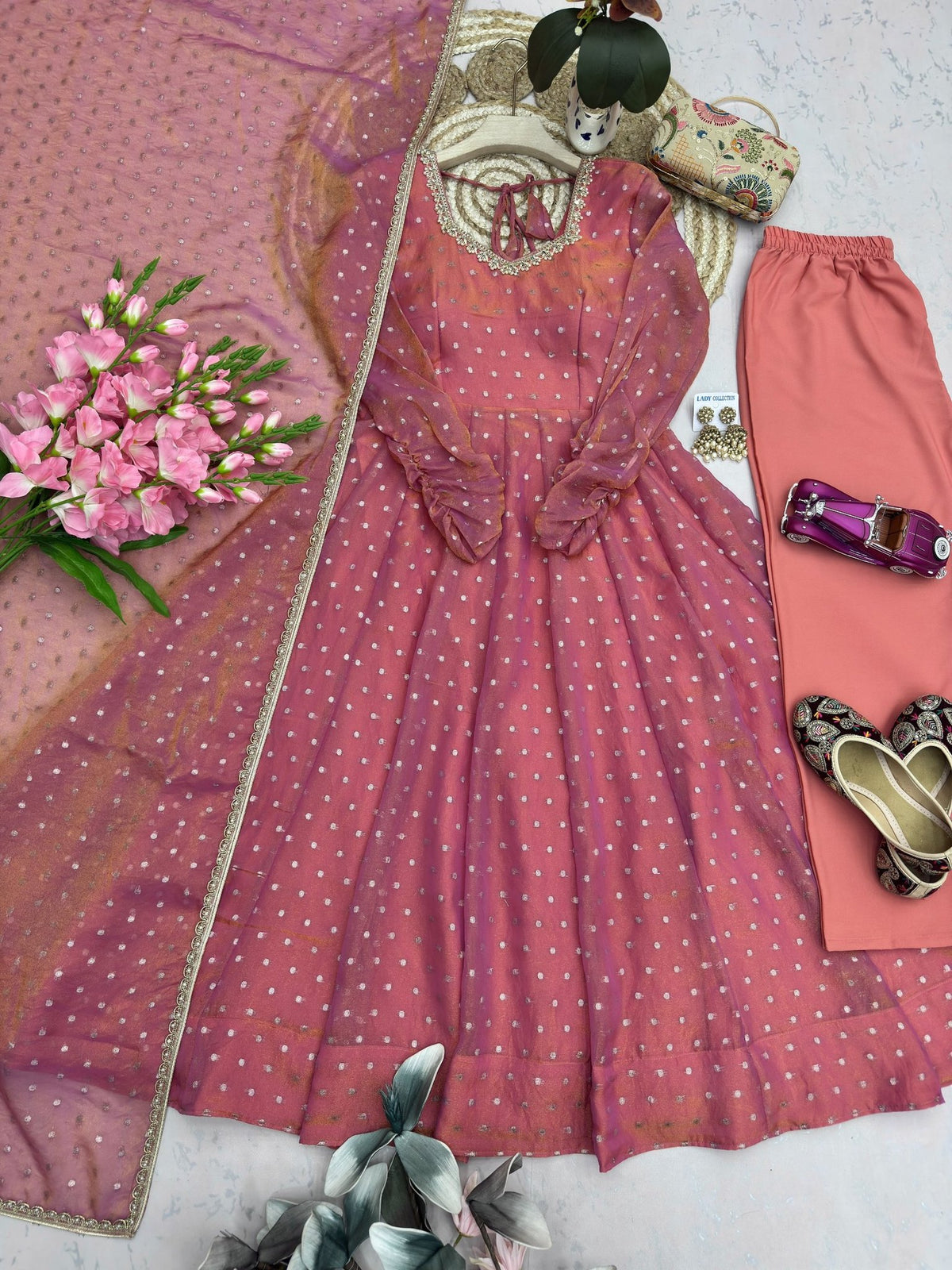 Regal Tradition Embellished Anarkali Ensemble with Intricate Border Detailing