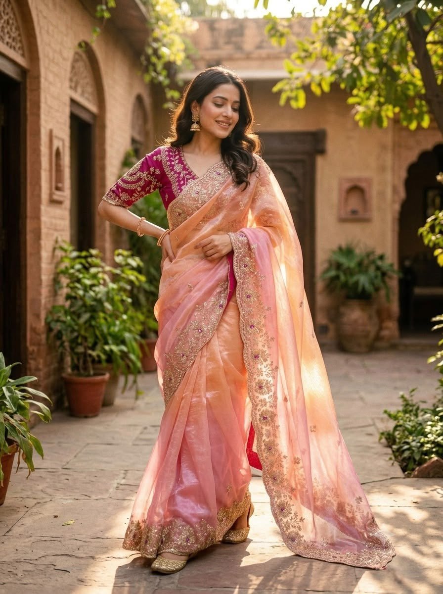 Royal Heritage Embroidered Saree with Intricate Zari Work and Regal Traditional Charm
