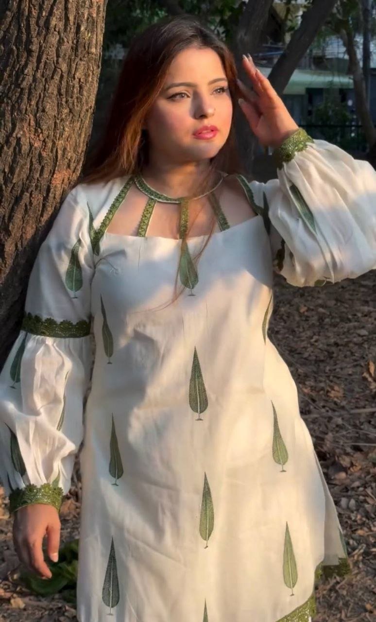 Boho Chic Printed Short Kurti with Flared Pants