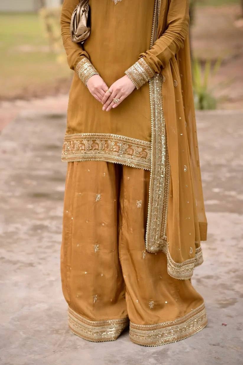 Regal Embroidered Kurta With Matching Sharara And Dupatta - Surat Wholesale Ethnic Wear (Photo 2)