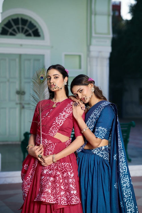 Dance Through Every Celebration in Timeless Crimson Bandhani Lehenga
