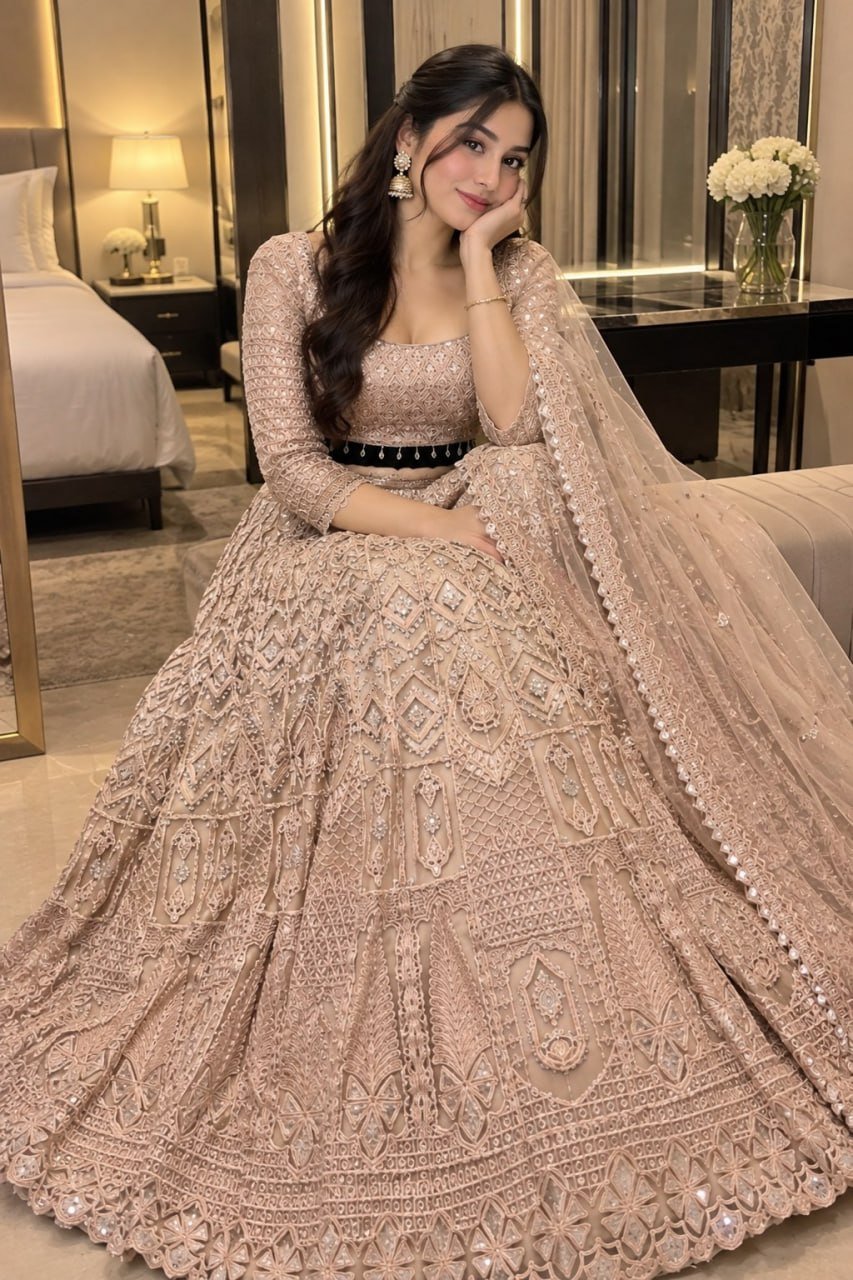 Intricately Embroidered Mirror Work Flared Lehenga Choli with Dupatta - Surat Wholesale Ethnic Wear (Photo 2)