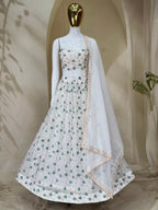 Floral Threadwork Embroidered Flared Lehenga Choli Set