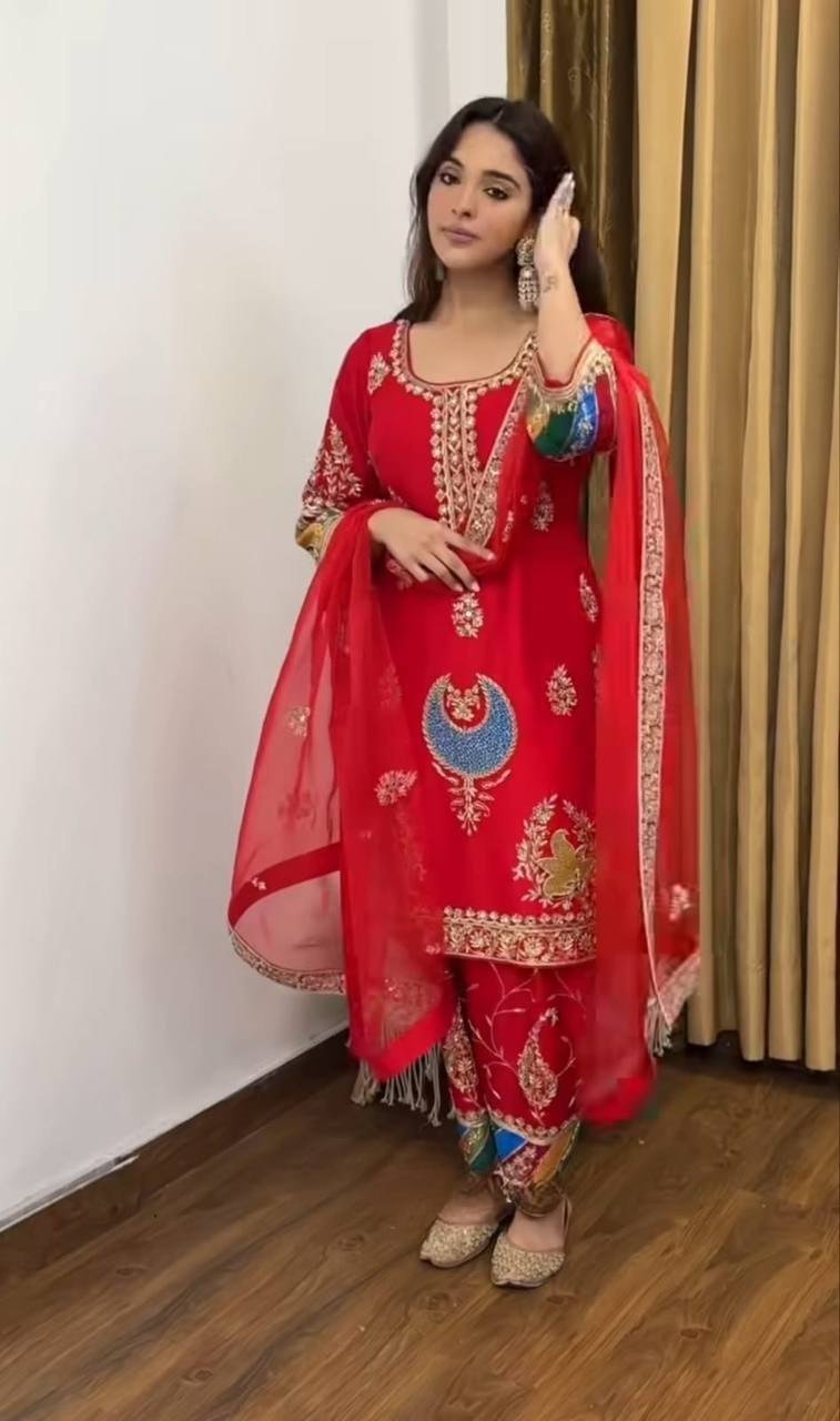 Regal Heritage Embroidered Suit Ensemble for Festive Celebrations
