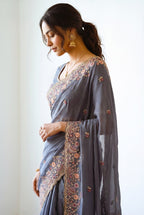 Artisanal Floral Embroidery Ensemble with Regal Heritage Detailing