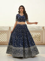 Floral Resham Embroidered Georgette Lehenga Set with Embroidered Border Dupatta - Surat Wholesale Ethnic Wear (Photo 2)