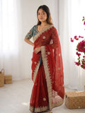 Regal Embroidered Saree with Ornate Heritage Detailing